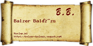 Balzer Balázs névjegykártya